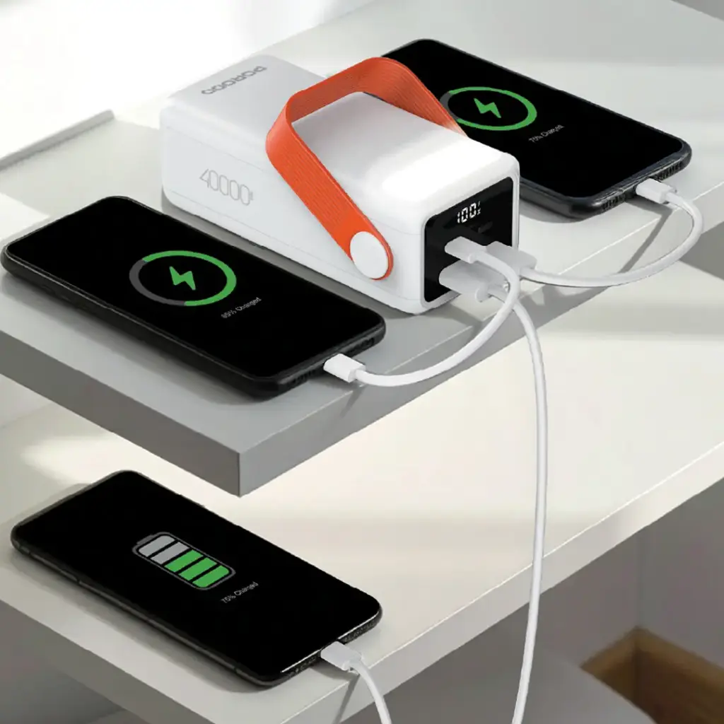 Porodo PortaPower 40000mAh Power Bank with Built-In LED Lighting - White2.webp