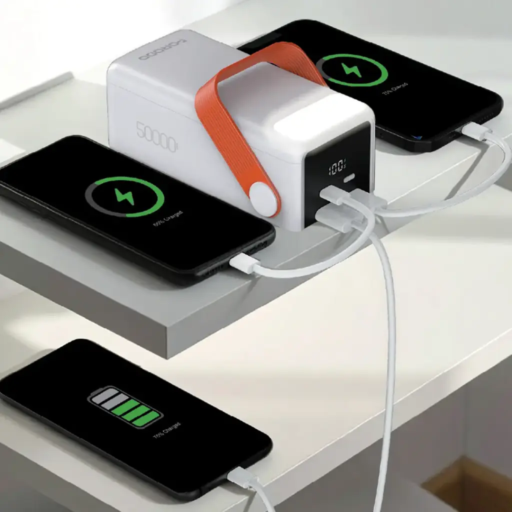 Porodo PortaPower 50000mAh Power Bank with Built-In LED Lighting - White1.webp