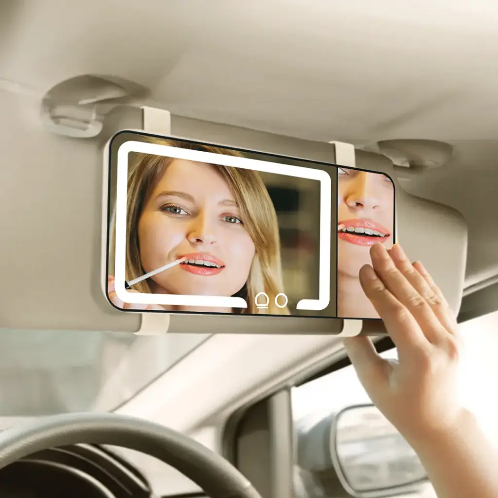 Porodo Lifestyle Shinevibe LED Car Makeup Mirror - Clear.webp