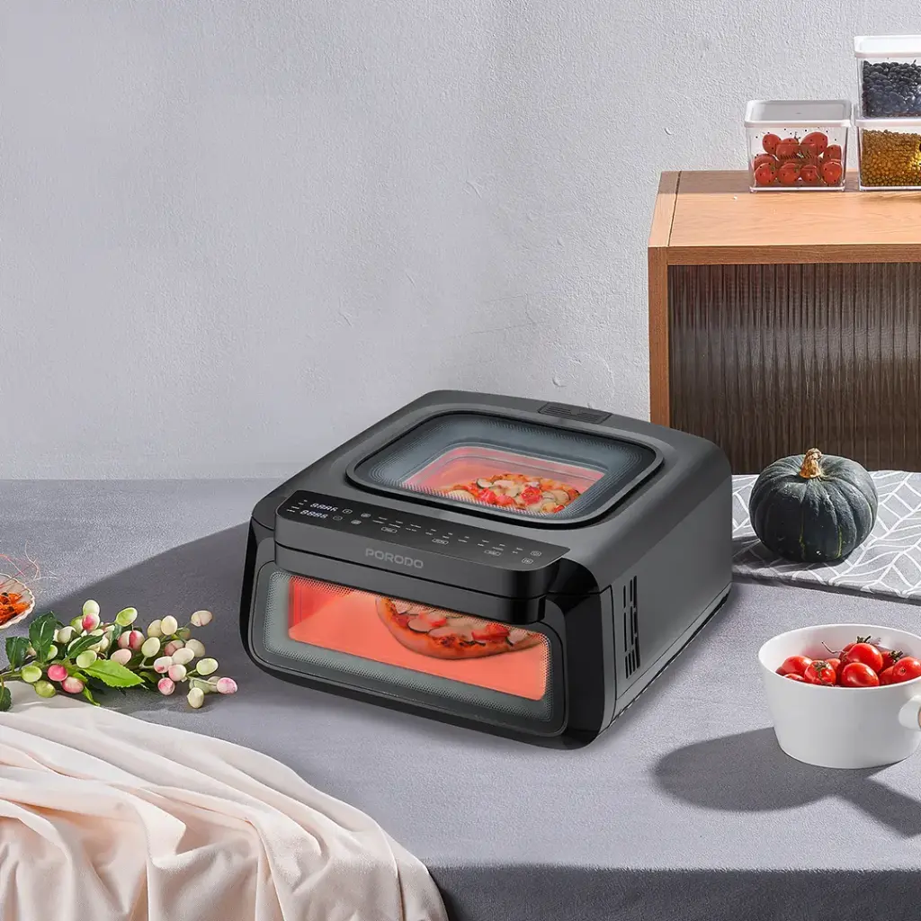 Porodo Lifestyle Crisp Cook 3-In-1 Air Fryer, Pizza, Oven - Black3.webp