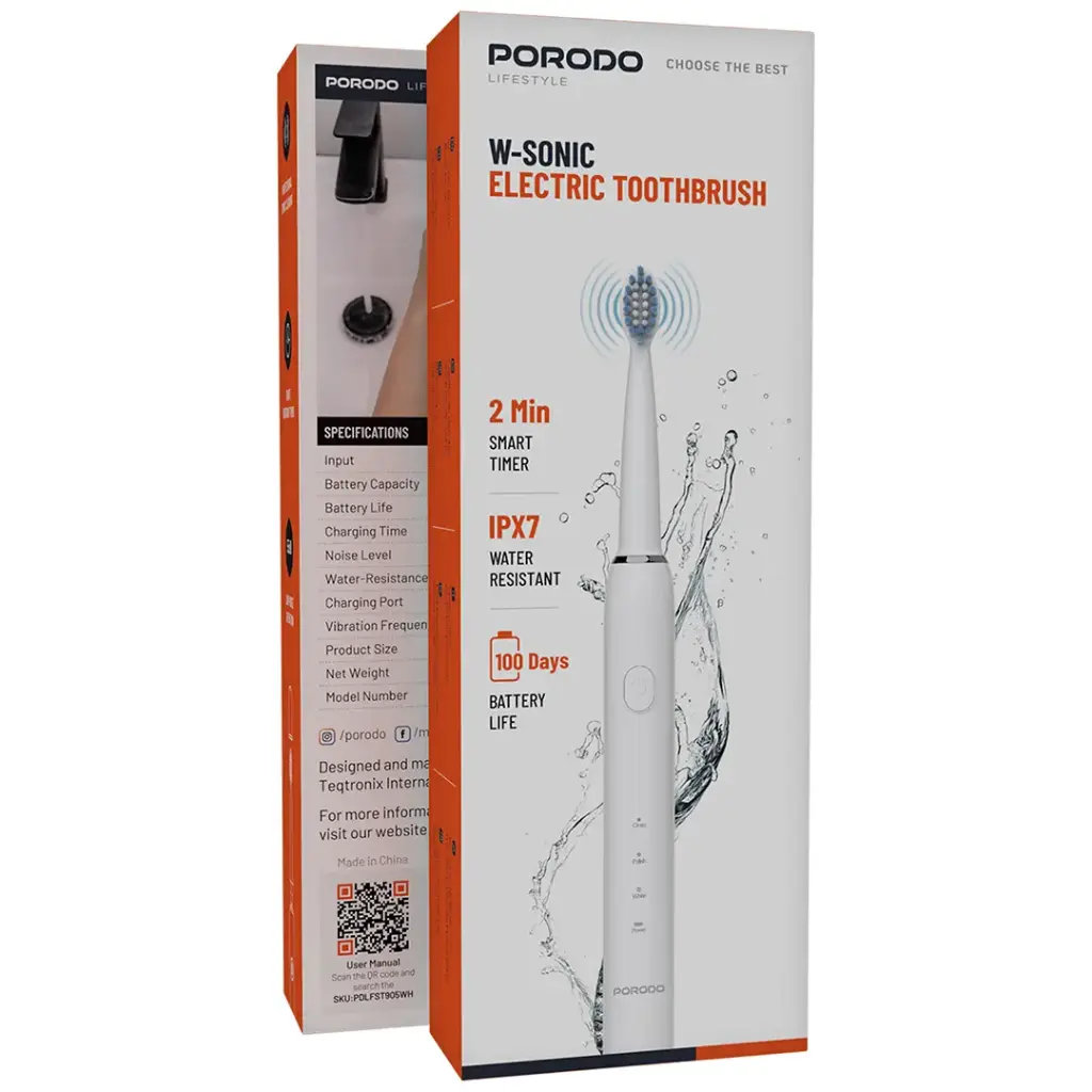 Porodo Lifestyle W-Sonic Electric Toothbrush - wh.webp
