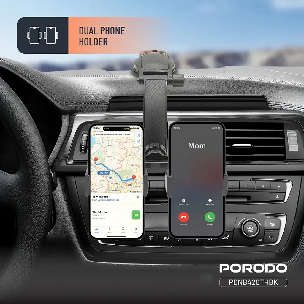 Porodo 360° Rotatable Car Phone Holder - Black 7.webp