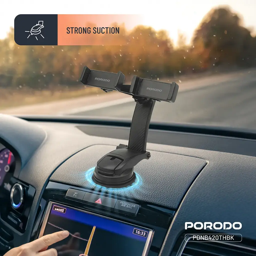 Porodo 360° Rotatable Car Phone Holder - Black 4.webp