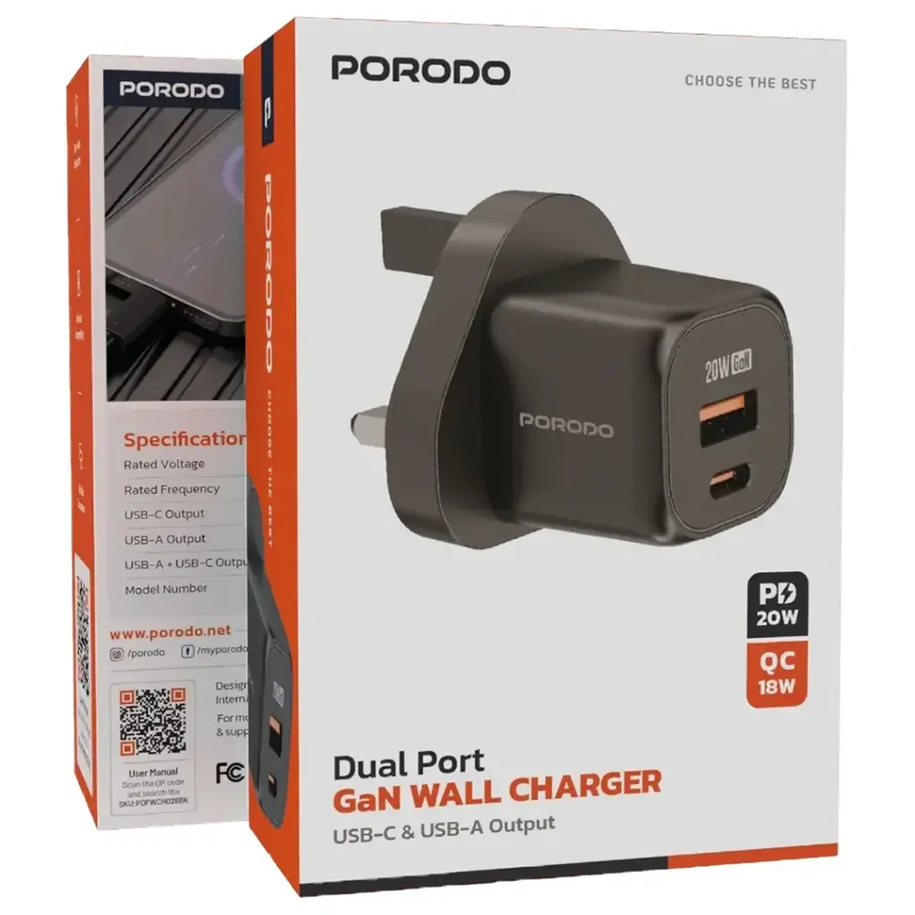 Porodo GaN Dual Port Wall Charger.webp