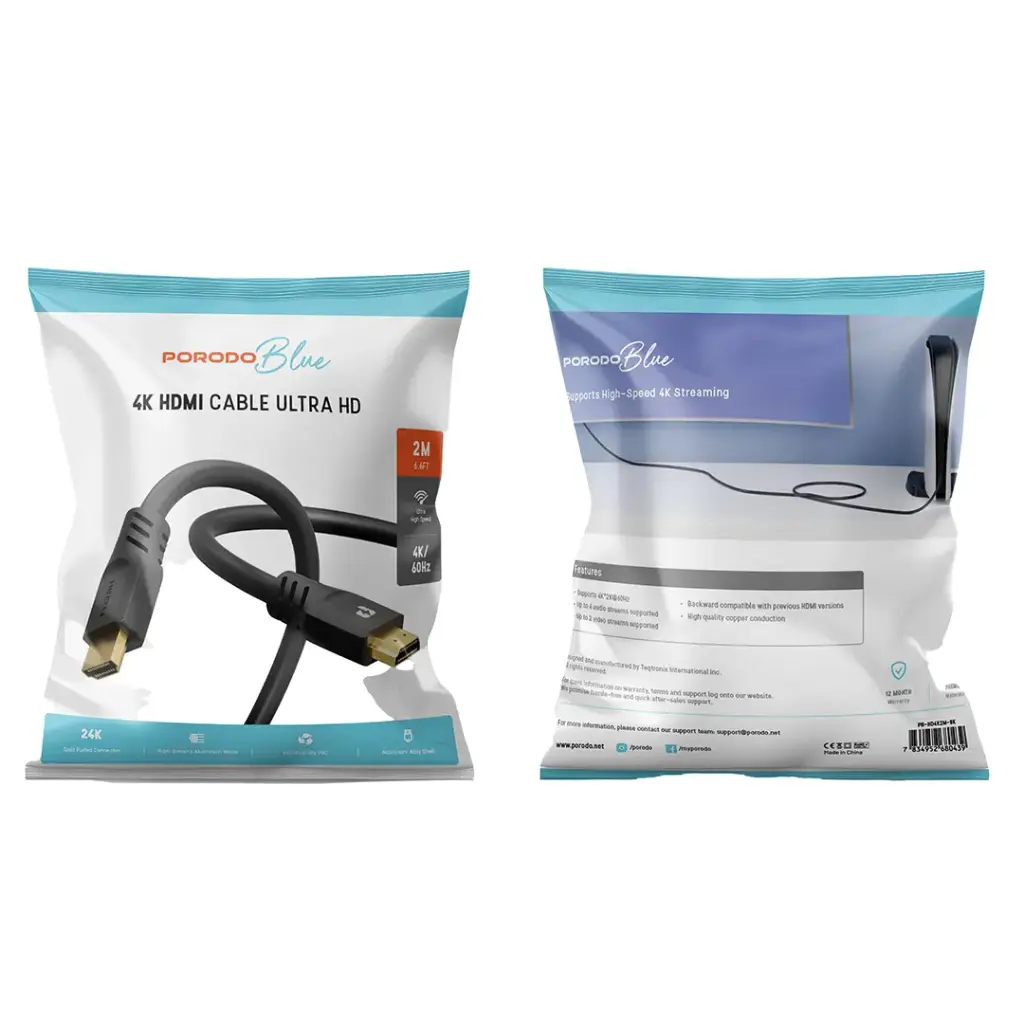Porodo Blue 4K-60Hz HDMI Cable Ultra HD 2m-6.6ft.webp