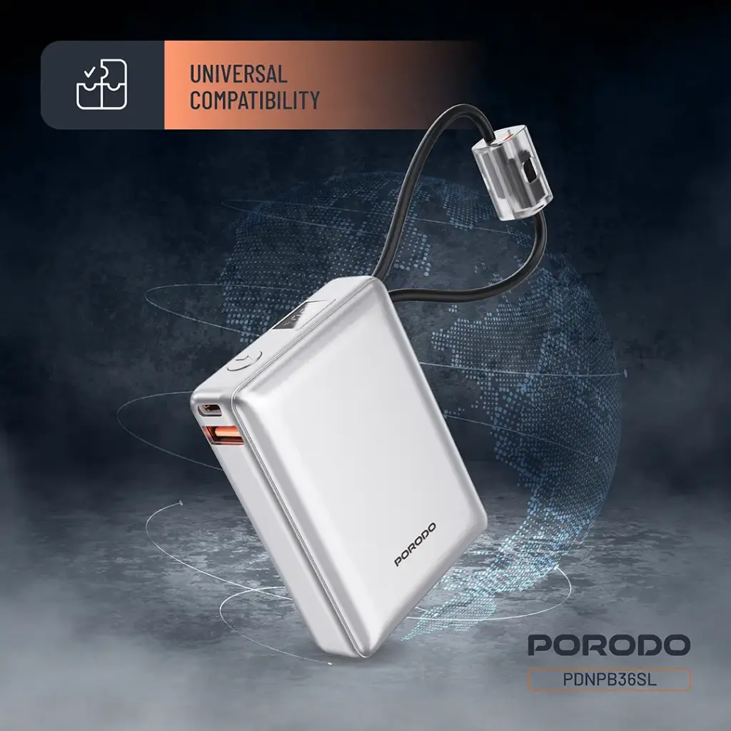Porodo Petite 10000mAh Power Bank - Silver7.webp