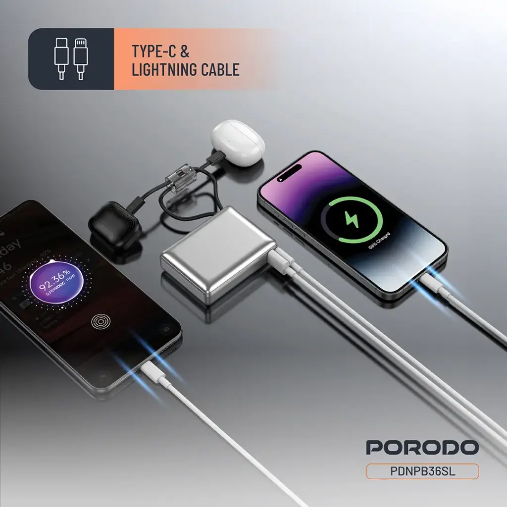 Porodo Petite 10000mAh Power Bank - Silver2.webp
