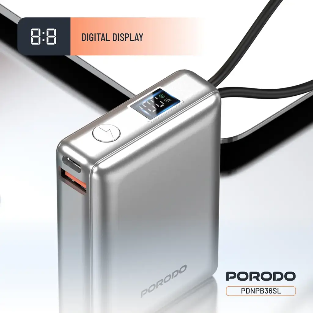 Porodo Petite 10000mAh Power Bank - Silver3.webp