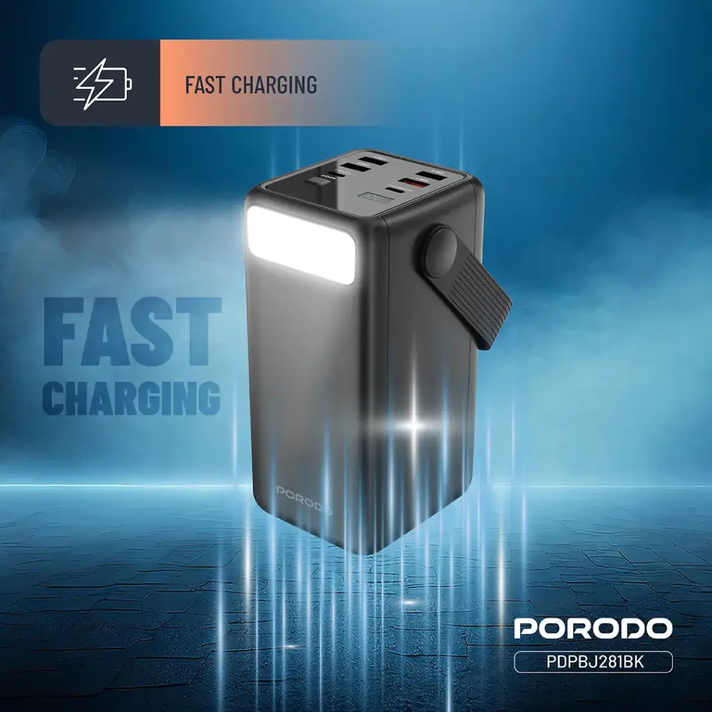 Porodo Lara 50000mAh Power Bank with Integrated Cables & Flashlight - Black4.webp