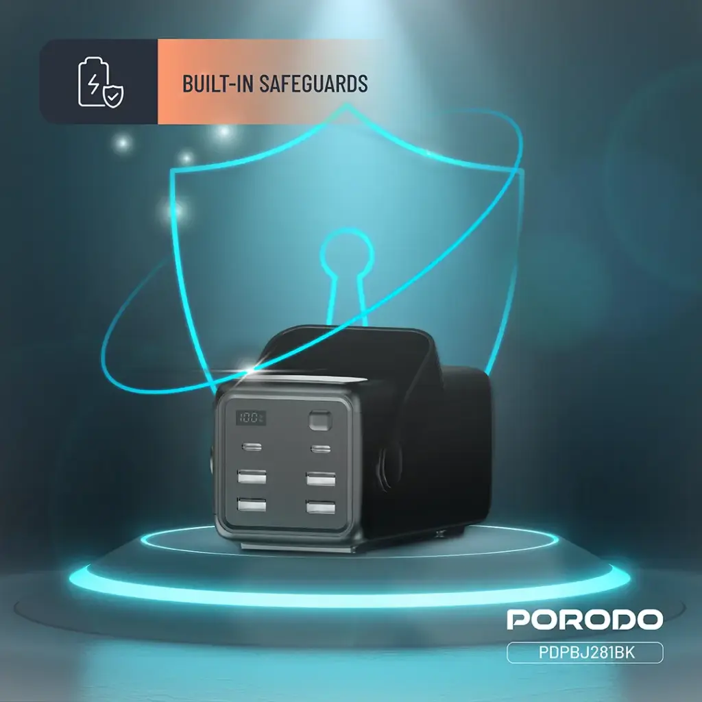 Porodo Lara 50000mAh Power Bank with Integrated Cables & Flashlight - Black5.webp