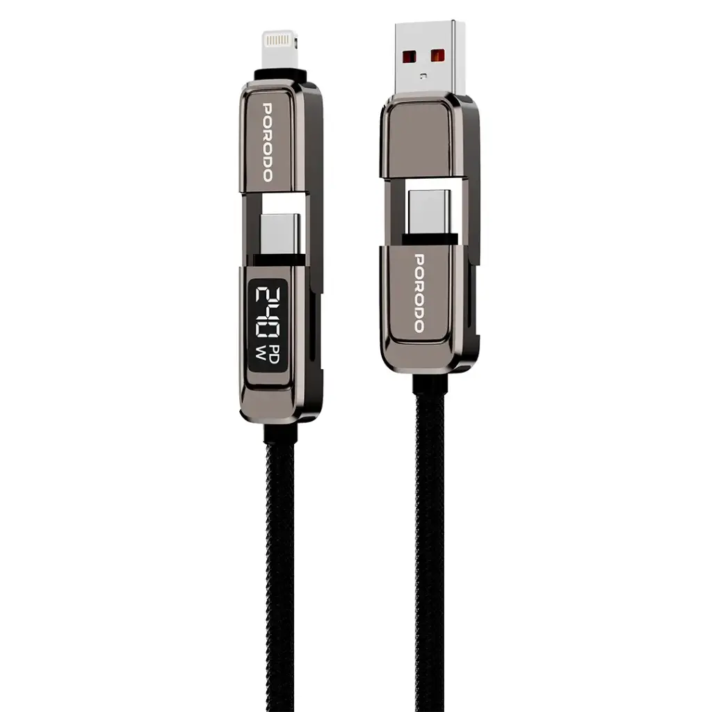 Porodo 4-in-1 High-Speed Charging Cable - Grey2.webp