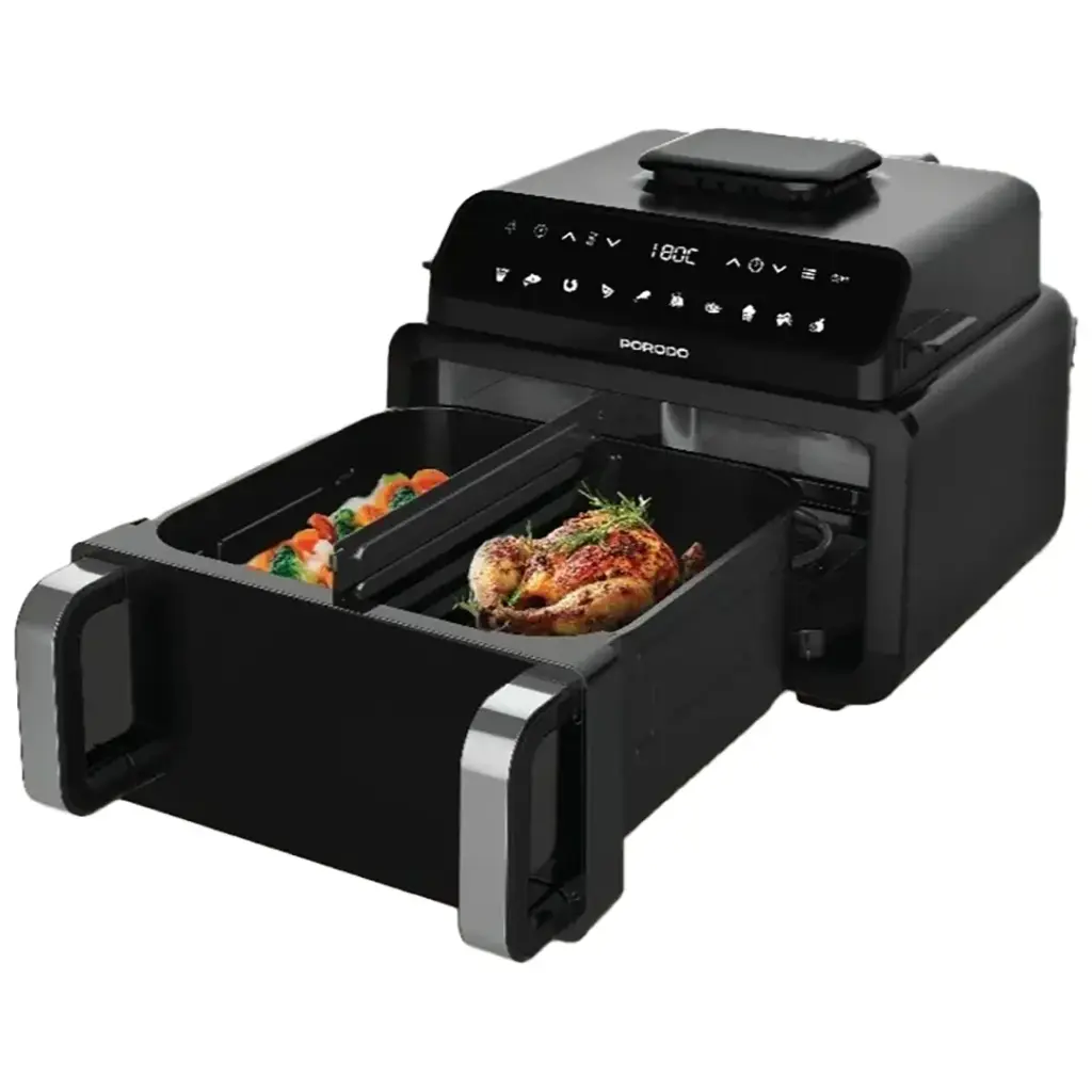 Porodo Lifestyle Flexi Cook Pro Indoor Grill,Pizaa Oven,Air Fryer - Black3.webp
