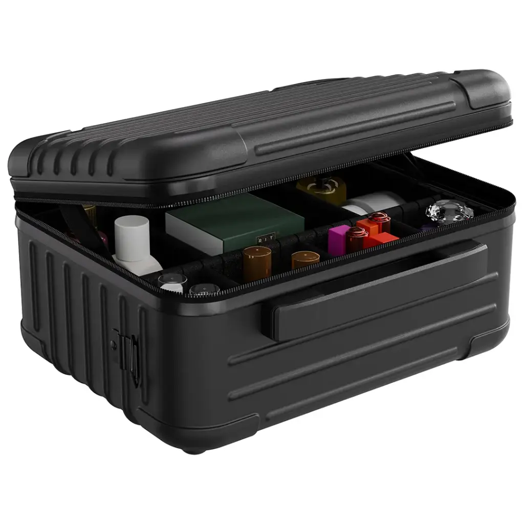Porodo Lifestyle Travel Makeup Bag With Detachable LED Mirror - Black2.webp