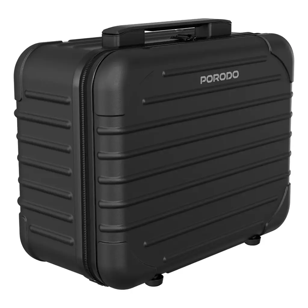 Porodo Lifestyle Travel Makeup Bag With Detachable LED Mirror - Black.webp