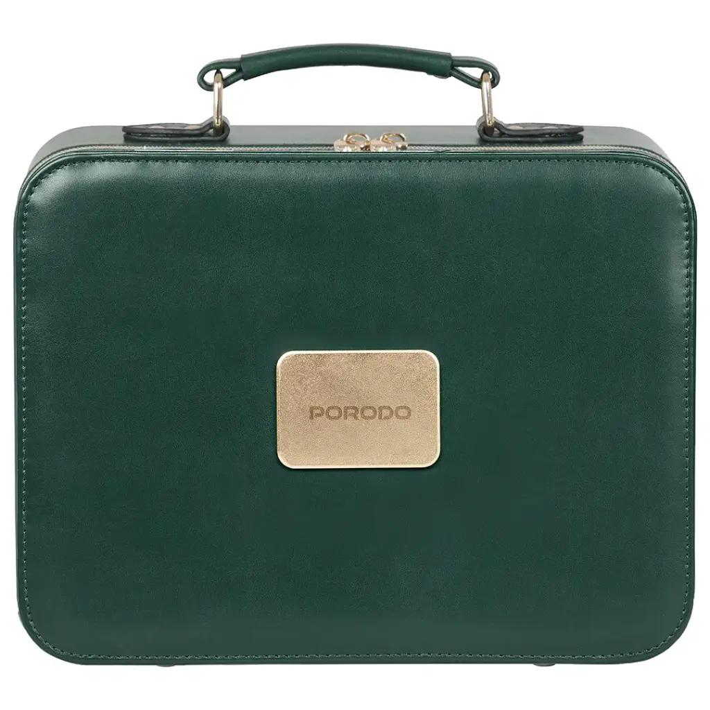 Porodo Lifestyle Travel Makeup Bag With Detachable LED Mirror - Green2.webp