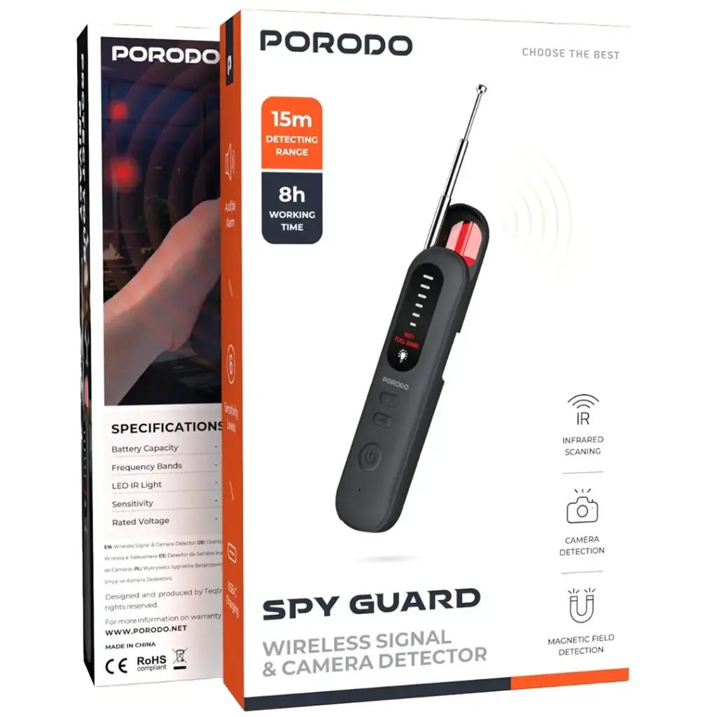 Porodo Spy Guard Wireless Signal & Camera Detector - Black.webp