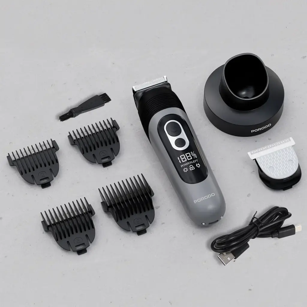 Porodo Lifestyle 2-IN-1 Full-Body Grooming Kit Beard, Hair & Body - Black99.webp