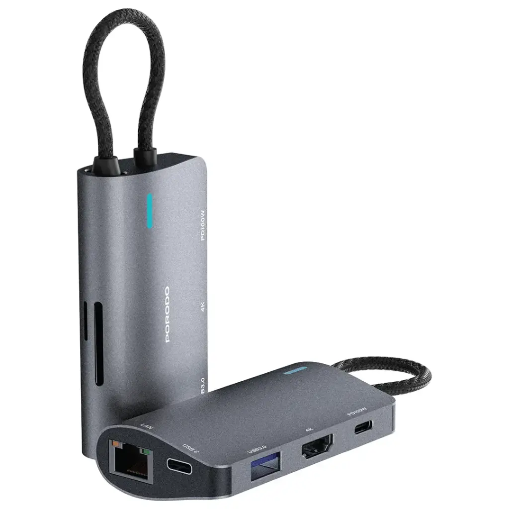 Porodo 7-IN-1 Multi Port USB-C Hub - Gray2.webp