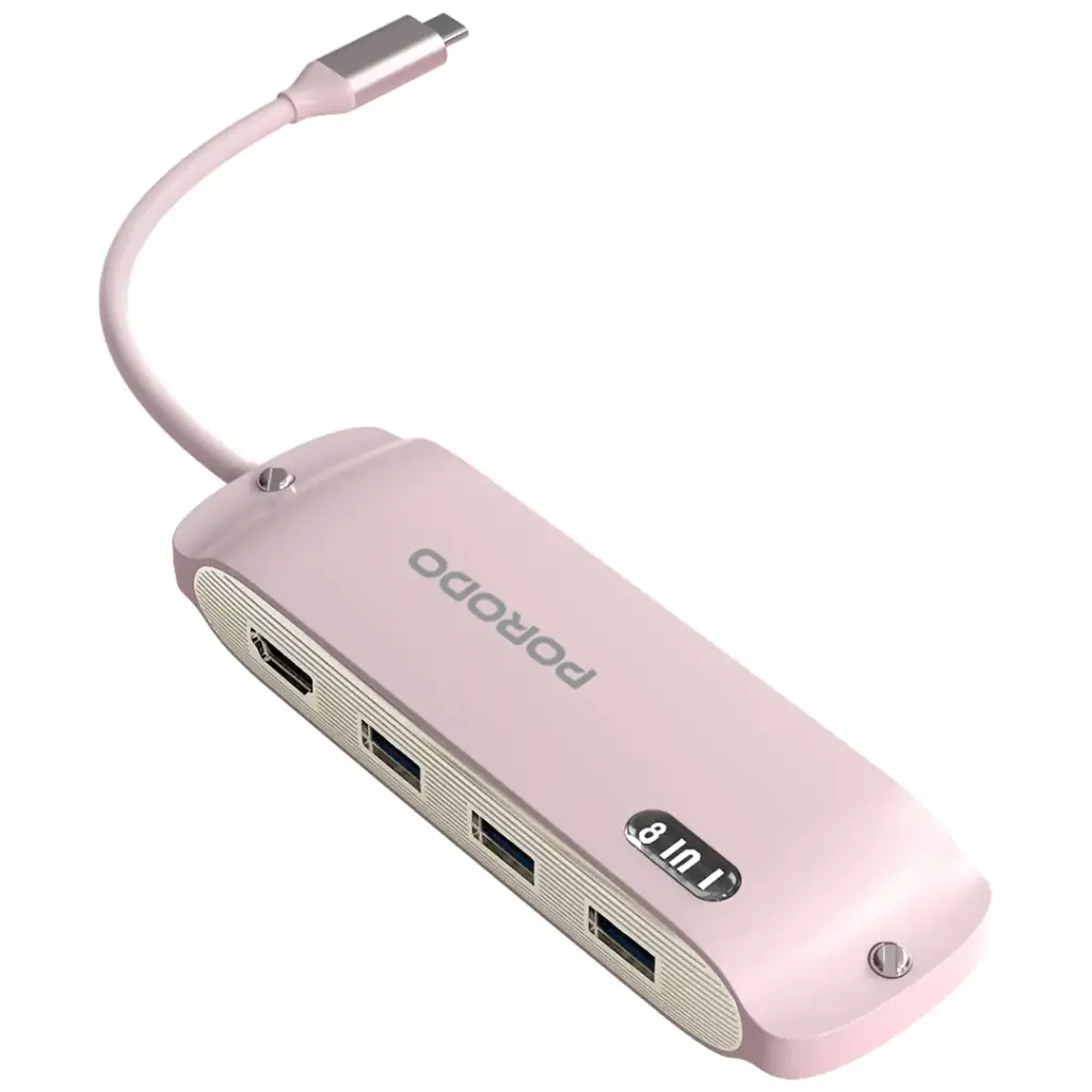Porodo Malone Multi-Port USB-C Hub - Pink .webp