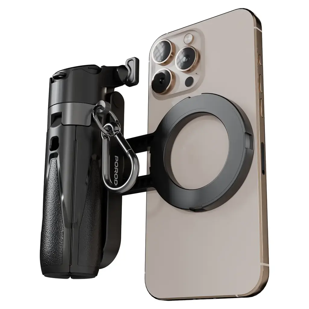 Porodo Quad-Base Selfie Stick with 360° Full Angle Rotation - Black2.webp