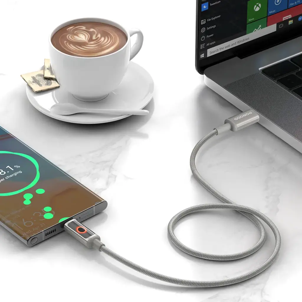 Porodo ChargeLite USB-C to USB-C High-Speed Charging Cable - Gray888.webp