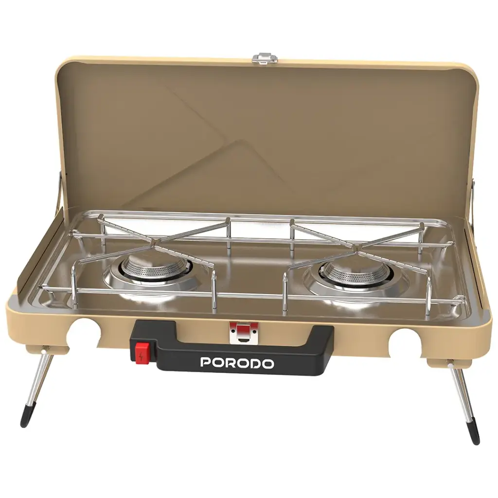 Porodo Lifestyle Dual Burner Foldable Camping Stove - Khaki4.webp