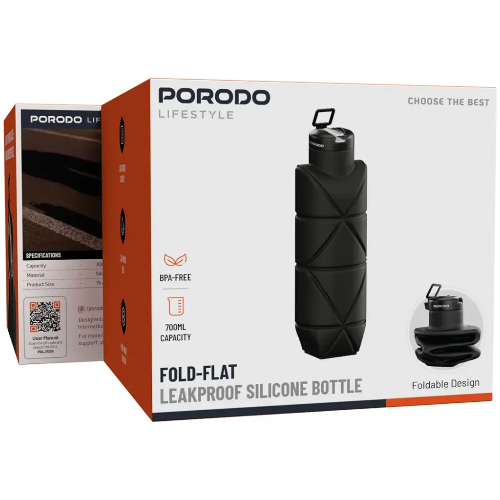 Porodo Lifestyle Fold-Flat Leakproof Silicone Bottle1.webp