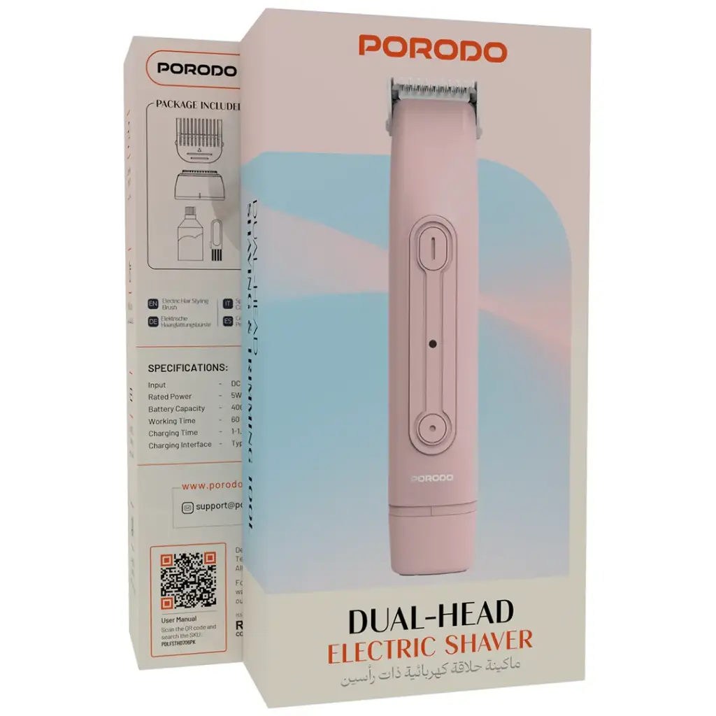 Porodo Dual-Head Electric Shaver - Pink.webp