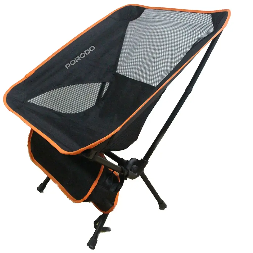 Porodo Lifestyle Mesh Fabric Comfort Camping Chair with Handy Storage Pouch - Black.webp