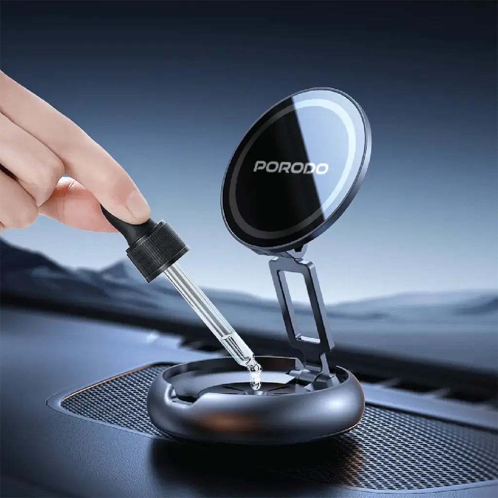 Porodo Aromatic Foldable Phone Holder with Aromatherapy Diffuser - Gray3.webp
