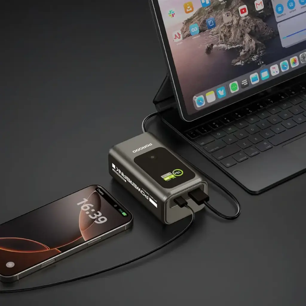 Porodo 10000mAh Mini Power Bank with Real-Time Display - Grey2.webp