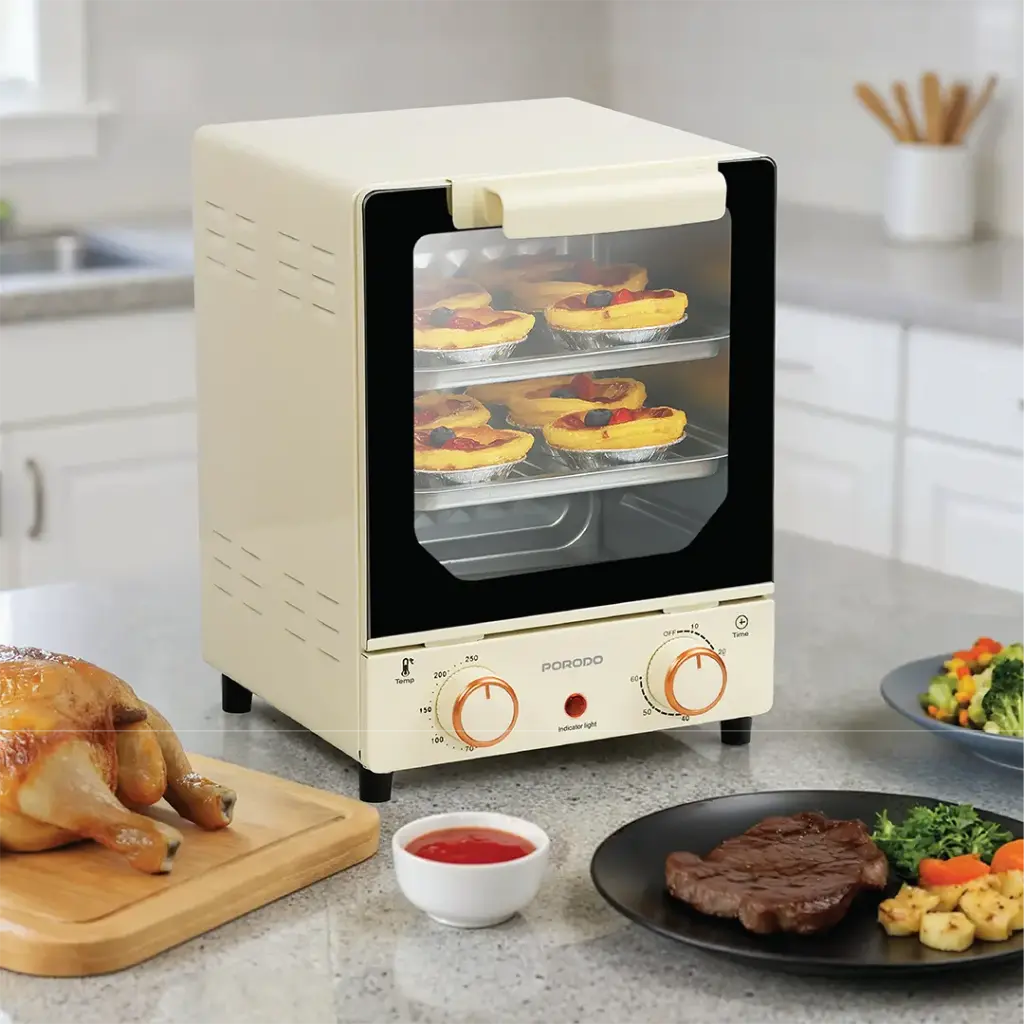 Porodo Lifestyle Vertical Design Temp Glass Mini Oven - White4.webp