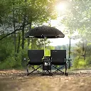 Porodo Lifestyle Campshade Camping Dual Chair with Umbrella & Cup Holder - Black5.webp