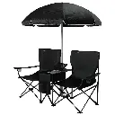 Porodo Lifestyle Campshade Camping Dual Chair with Umbrella & Cup Holder - Black2.webp
