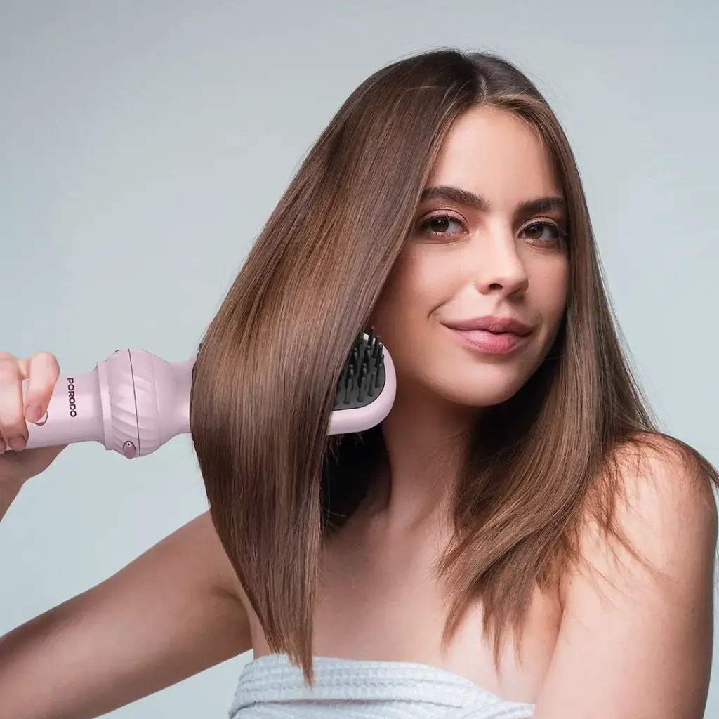Porodo 5-In-1 Hair Styling Tool with Auto-Wrap Curling & Straightening - Pink2.webp