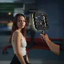 Porodo Lifestyle Handheld Ring Grip Camera & phone vlogging light with Desktop support & Phone clamp - Black6.webp