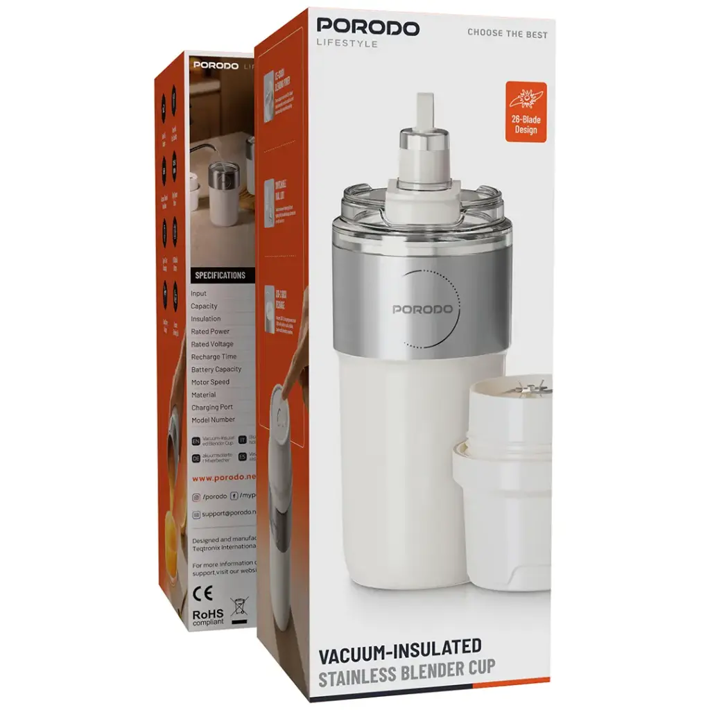 Porodo Lifestyle Vacuum-Insulated Stainless Blender Cup - White.webp