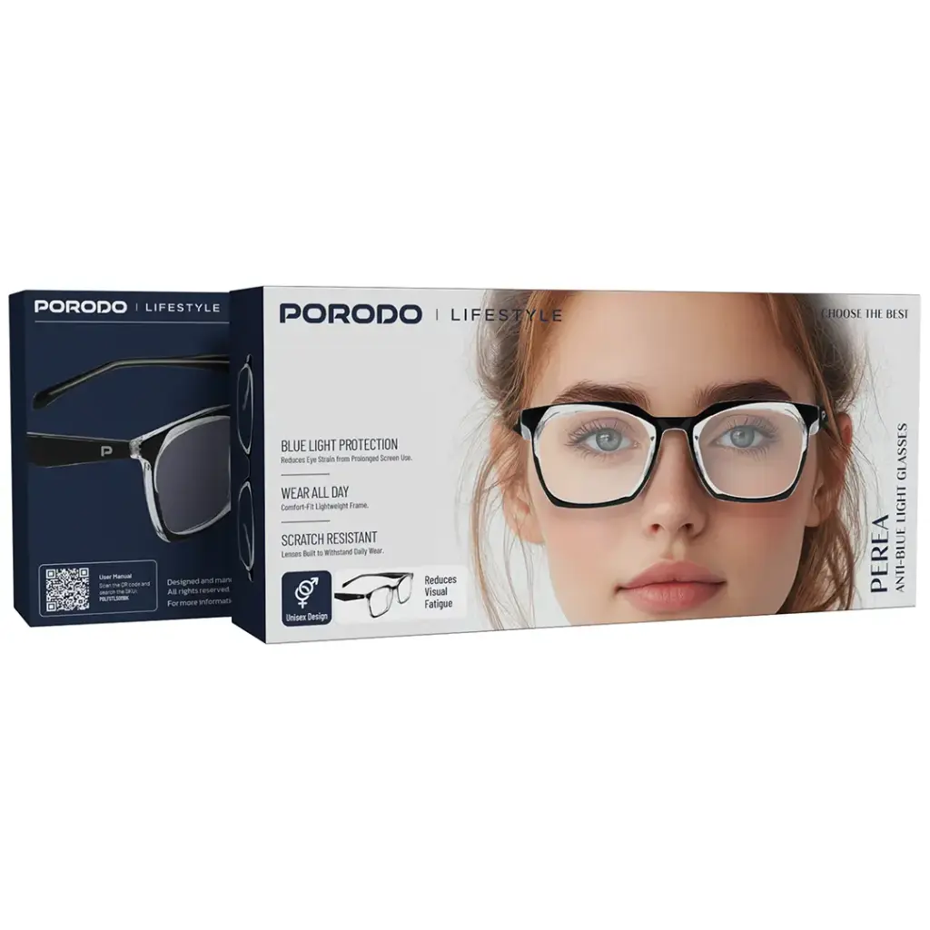 Porodo Lifestyle Perea Anti-Blue Light Glasses - Black5.webp