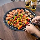 Porodo Lifestyle Tripod-Base Outdoor Round Grill Table - Brown4.webp