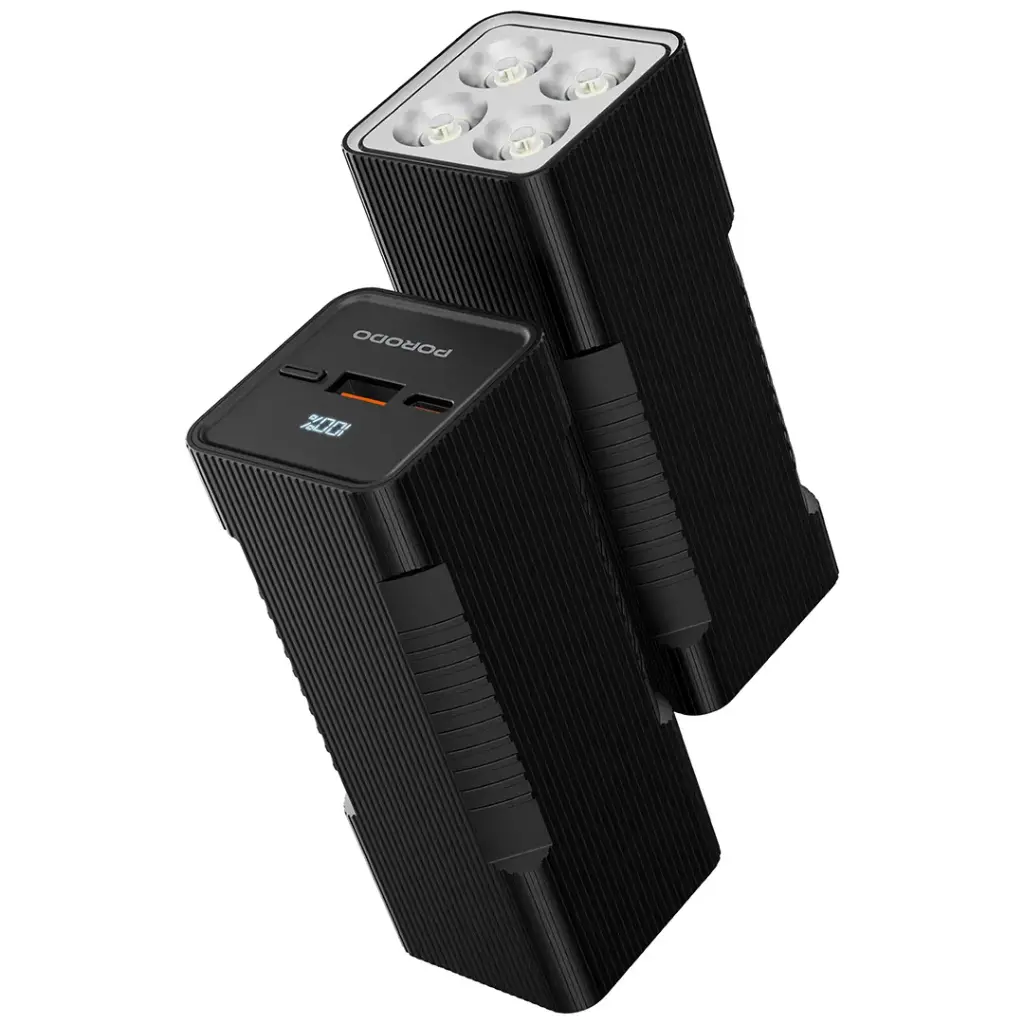 Porodo Lumera 10000mAh Power Bank with Built-In Flashlight - Black.webp