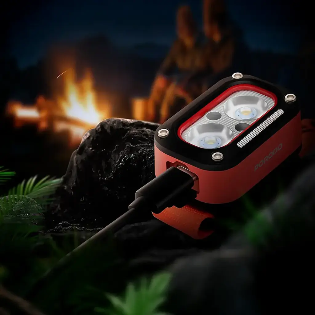 Porodo Wave-Sensor Rechargeable LED Headlamp - Orange2.webp