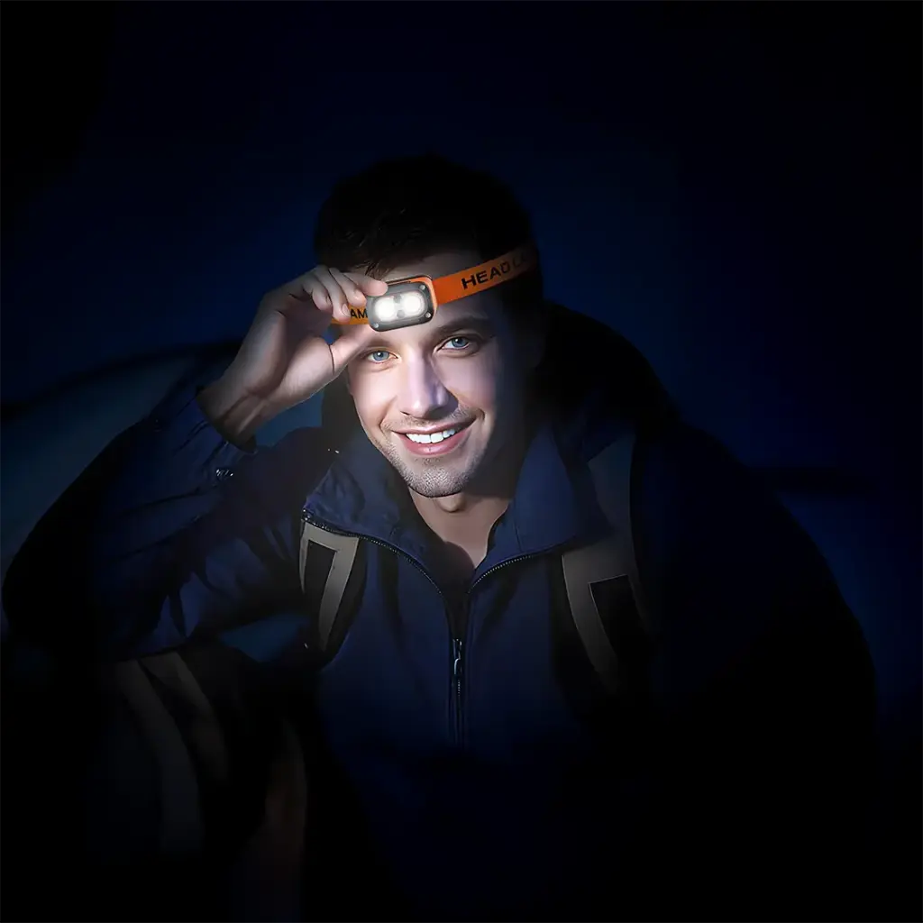 Porodo Wave-Sensor Rechargeable LED Headlamp - Orange4.webp
