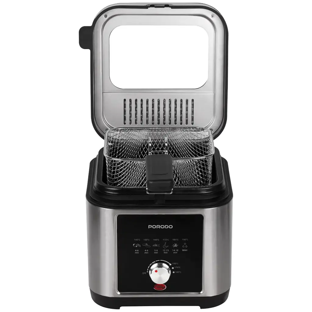 Porodo Lifestyle Stainless Steel 2.5L Deep Fryer with Adjustable Temperature & Non-Stick Tray - Silver5.webp