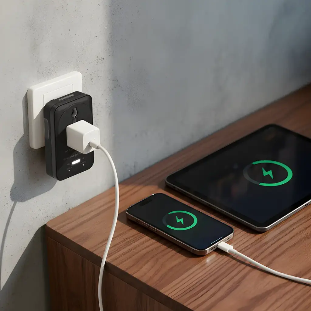 Porodo Velocitas Universal AC Wall Socket - Black5.webp