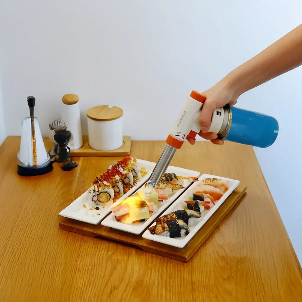 Porodo Lifestyle Dual-Mode Butane Gas Torch with Piezo Ignition - Cream White-Orange.webp