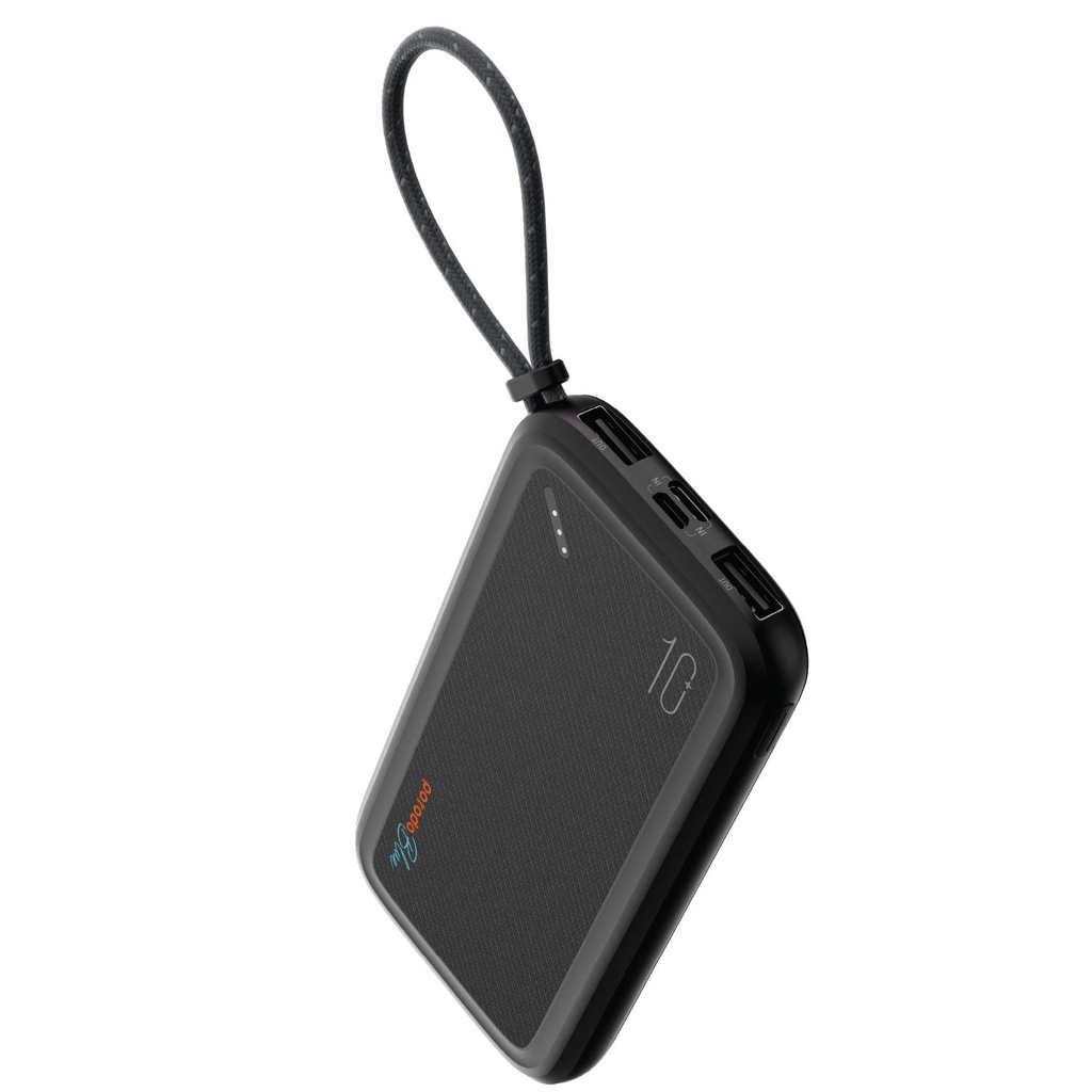 Porodo Blue Power Bank 10000mAh ( Dual USB-A Output + Type-C & Micro USB Input ) - Black