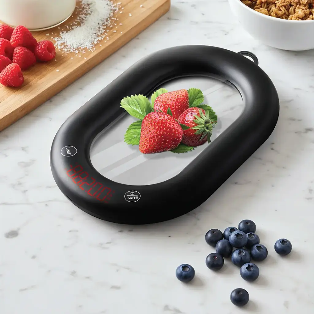 Porodo Lifestyle Glass Design Smart Kitchen Digital Scale with Real-Time App Sync - Black5.webp