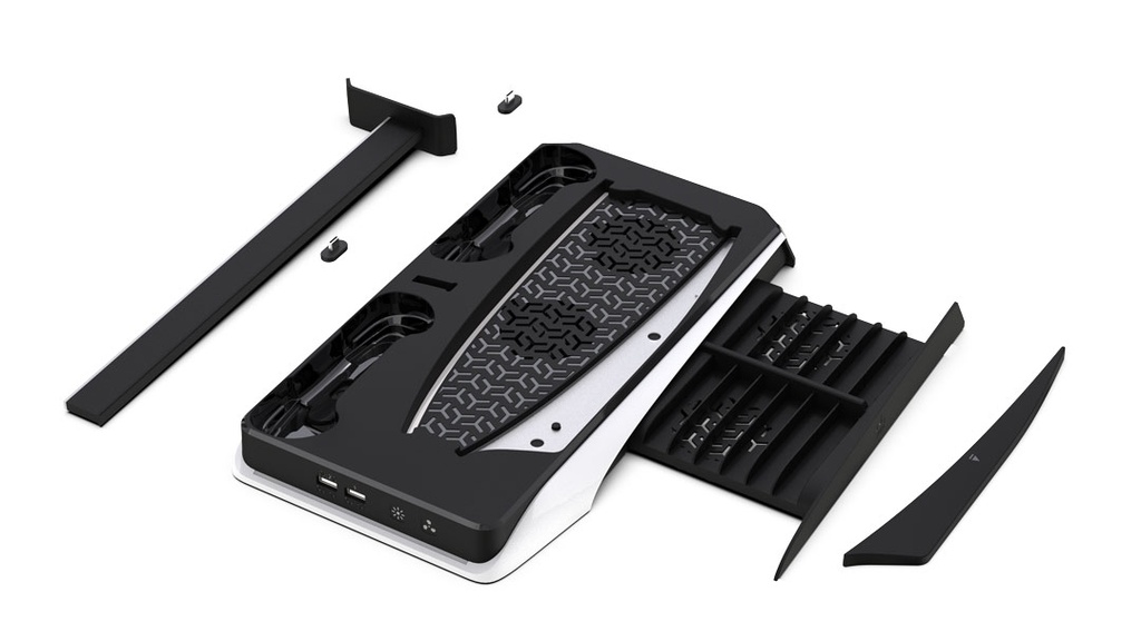 orodo Gaming Multi-Function PS5 and Headphone Cooling and Charging Hub - Black/White