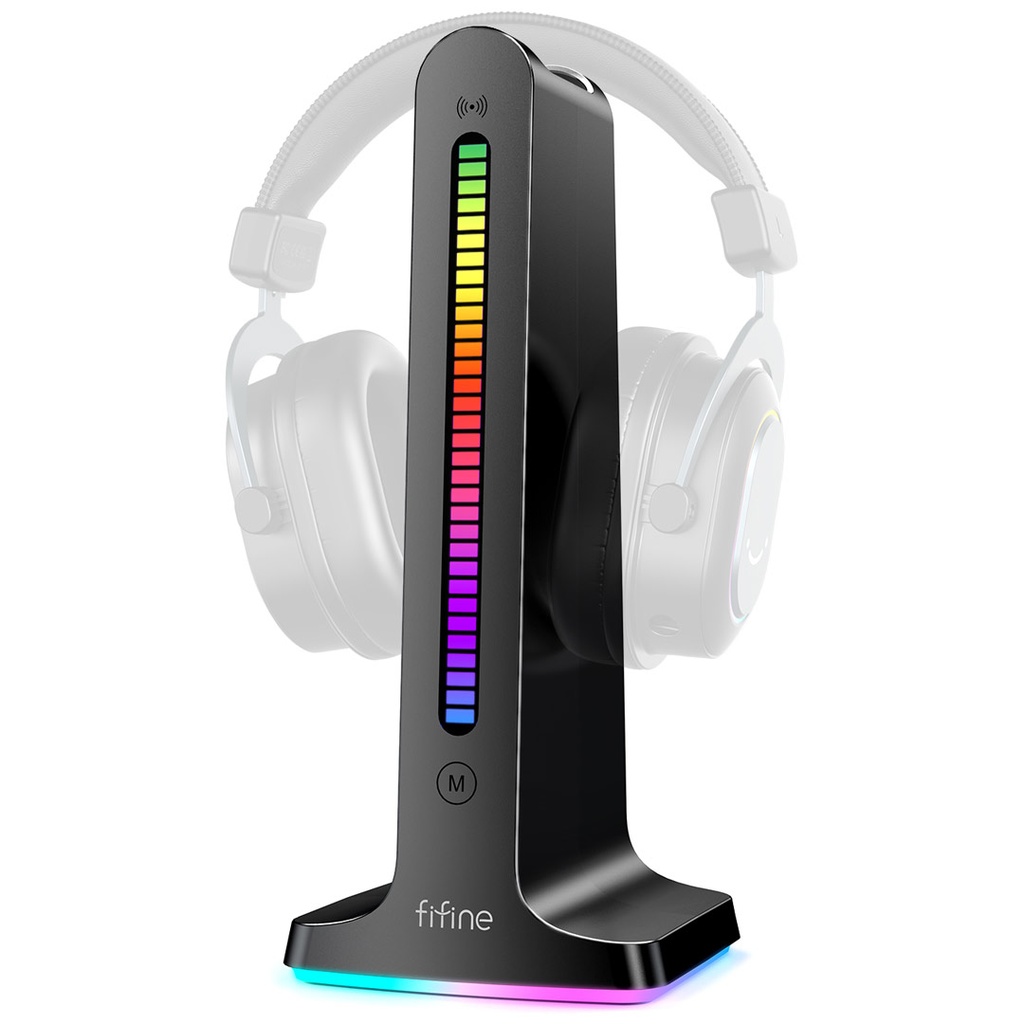 Porodo Gaming RGB Dynamic Sound Lighting Headphone Stand with Cable Storage 300mAh - Black