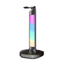 Porodo Gaming RGB Headphone Stand, Wireless Charging & USB-C Hub with Screen Lamp 5W